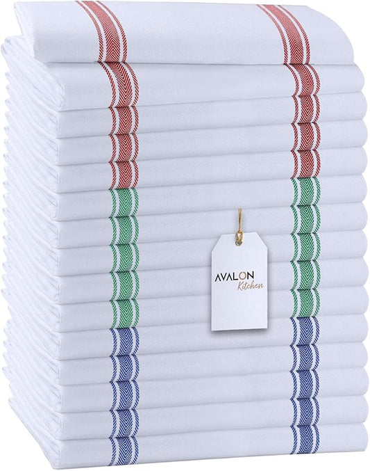 Dish Towels Set (Value Pack of 15) Size 15x25 Inch, 100% Cotton Soft & Absorbent Kitchen Towels, Tea Towels, Reusable Cleaning Cloths for Household Cleaning (Multi)