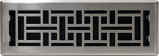 Decor Grates AJH414-NKL 4-Inch by 14-Inch Oriental Floor Register, Brushed Nickel