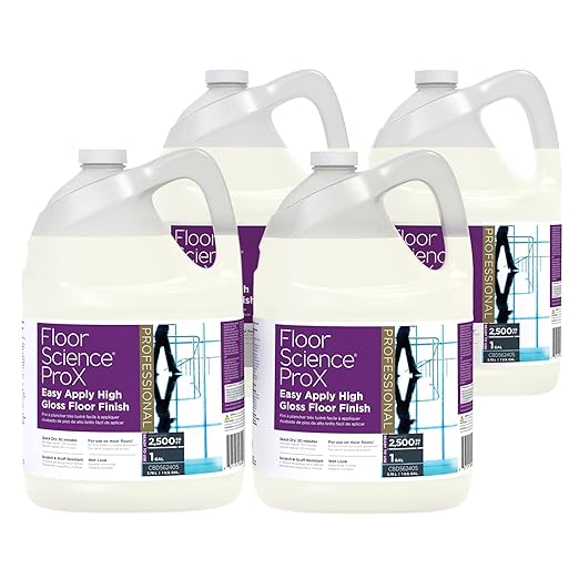 Diversey CBD562405 Floor Science ProX Easy Apply High Gloss Floor Finish, Professional Quick Dry Sealer for Low Maintenance, Ready-to-Use, 1-Gallon (Pack of 4)