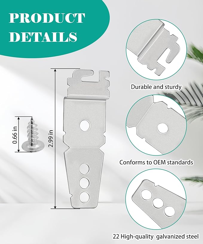 2 Pack Granite Dishwasher Mounting Bracket For All Solid Surfaces, Quartz, Corian, Granite, and Marble Countertops,Dishwasher Mounting Clips with Screws Replace L304458800 8269145