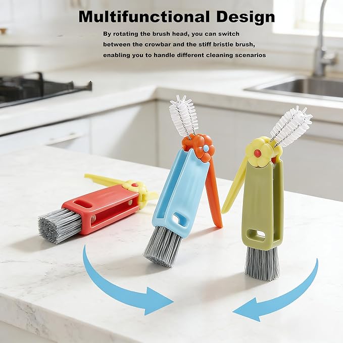 3 in 1 Multifunctional Bottle Cleaning Brush Set for Cup Lids and Tight Gaps, Home Kitchen Water Bottle Cleaner Brush for Plastic Cups and Crevice Cleaning, 3PCS