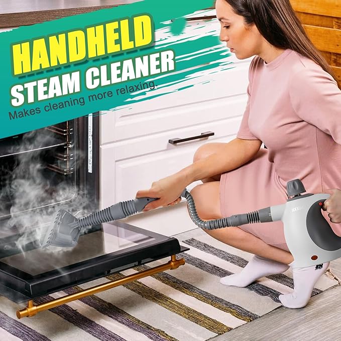 Multi-Surface Handheld Pressurized Steam Cleaner with 13 PCS Accessory ，Portable Steamer for Cleaning, Multipurpose Steam Cleaner for Home/Car/Bathroom/Grease/Upholstery/Floor/Grout and More (White)