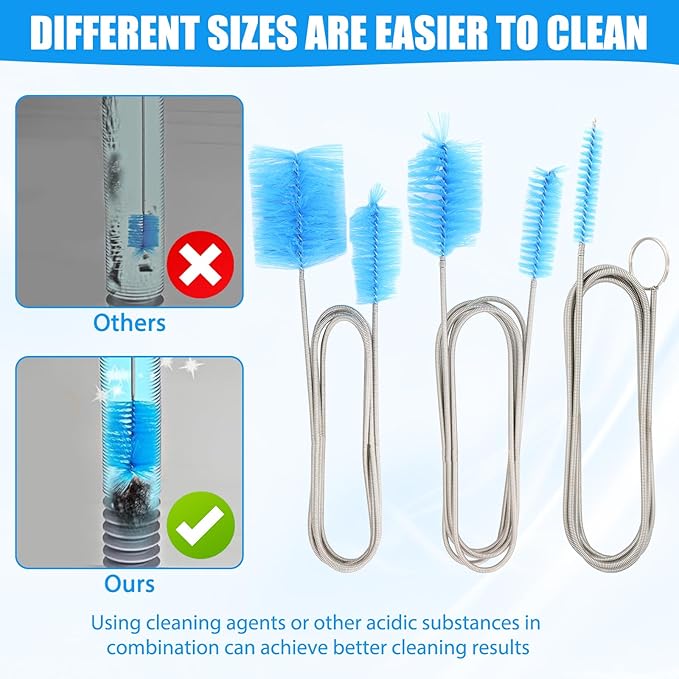 Drain Tube Cleaning Brush, Dryer Vent Cleaner, Long Pipe Brushes for A Sink, Flexible Wire Shower Drain Brush Tool,Suitable for Kitchen Sink and Plumbing Cleaning (Blue)