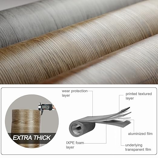 Oxdigi Peel and Stick Vinyl Flooring Roll 23"x 393"/64 Sq.Ft, Thicken Self Adhesive Vinyl Floor Tiles Wood Plank Flooring Waterproof Wear-Resistant for Any Room, Easy DIY Floor Coverings, Brown