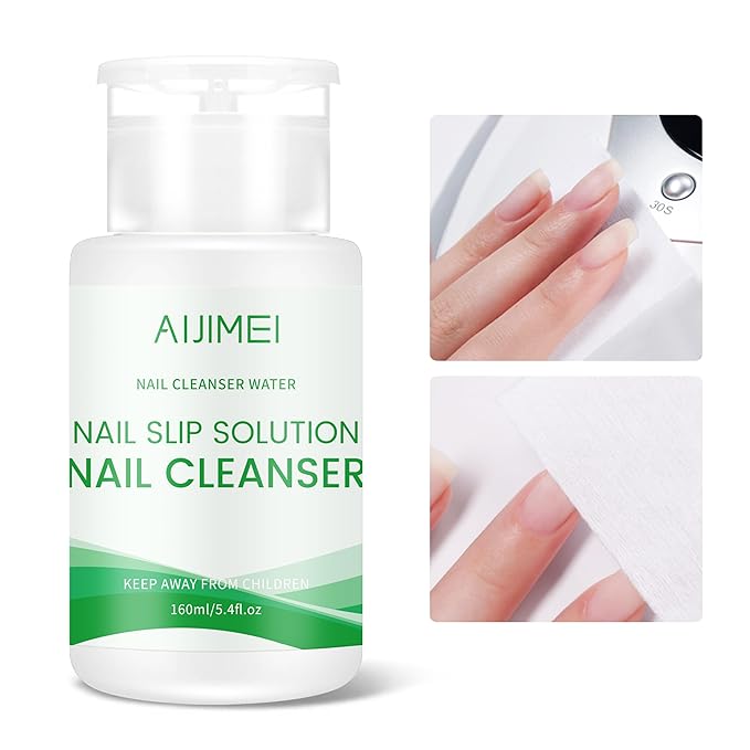 AIJIMEI 2in1 Poly Extension Gel Slip Solution 160ml Pump Dispenser Bottle Poly Gel Slip Solution For Nail Art Extensions, Nails Gel Cleanser Quick Cleaning Surface Floating Gel Smooth & Glossy Results