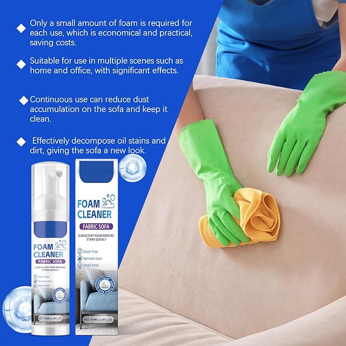 Couch Cleaner For Fabric, Powerful Stain Remover Spray, Professional Sofa Cleaner, Laundry Stain Removers, Household Supplies for Kitchen Car Patio Carpet Upholstery Leather RV