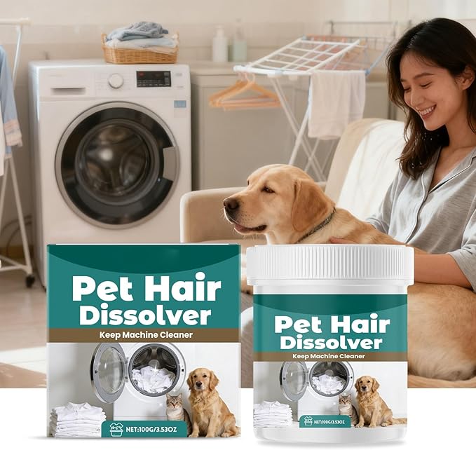 Washing Machine Pet Hair Dissolver,Pet Hair Dissolver & Laundry Cleaner,Gently Removes Dog Cat Hair from Clothes,Safe for Washing Machine,Effective for Home Fabric Care (2, 100g)
