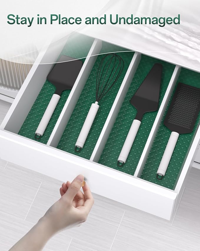 Shelf and Drawer Liner for Kitchen Cabinet, Non-Adhesive 18in x 120in Waterproof Contact Paper Refrigerator Liners Thickened Durable EVA Material Non Slip Mat for Dresser Cupboard Pantry Protector