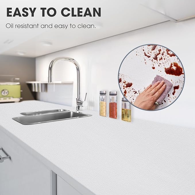 Drawer and Shelf Liner, Non-Slip Kitchen Cabinet Liners Non-Adhesive Thick Strong Grip Waterproof Washable Mats Protect Dresser Shelves Cupboard Bathroom Cabinets, White, 12 in X 30 FT