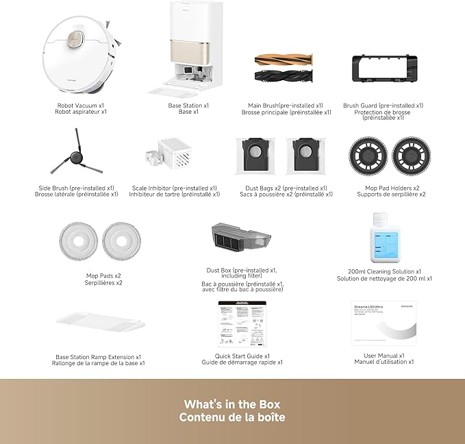 DREAME L50 Ultra Robot Vacuum and Mop White, 19,500Pa Suction, with Auto-Empty and Mop Self-Cleaning, Precise Obstacle Avoidance, HyperStream Detangling DuoBrush