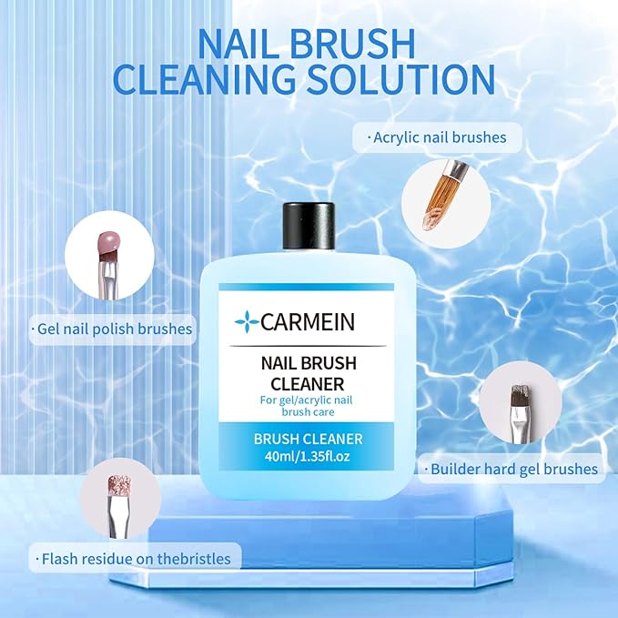 •CARMEIN Gel Nail Polish Remover & Nail Brush Cleaner, Regular Nail Polish Cleaning, Gentle Tool Protection, Manicure-Specific Nail Care 2PCS Set -(Nail Brush Cleaner & Gel Polish Remover)