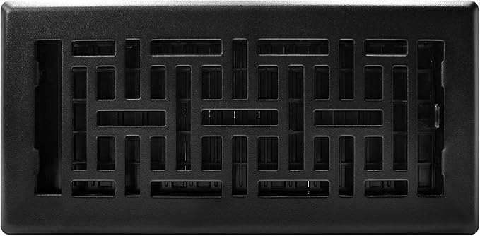 Decor Grates AJH410-BLK Oriental Floor Register, 4x10 Inches, Textured Black