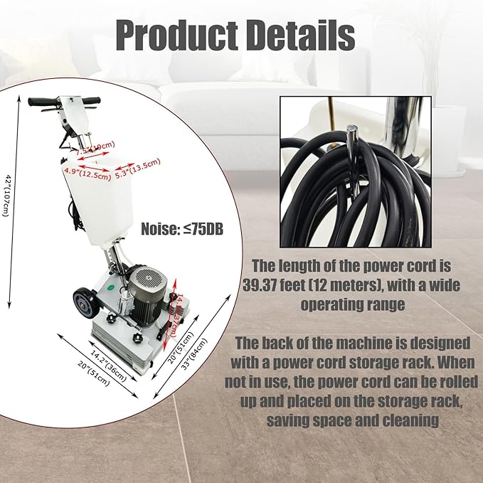 110V Floor Polishing Machine, Square Chassis Multi-functional Floor Scrubber Machine, Heavy Duty Grinding Buffer