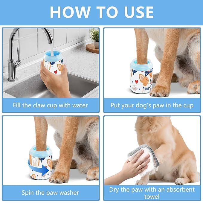 Dog Paw Cleaner Cups for Dogs Pet Foot Washer Paw Scrubber for Medium Small Dogs Cats Cleaning Cup Stars Cute Dogs