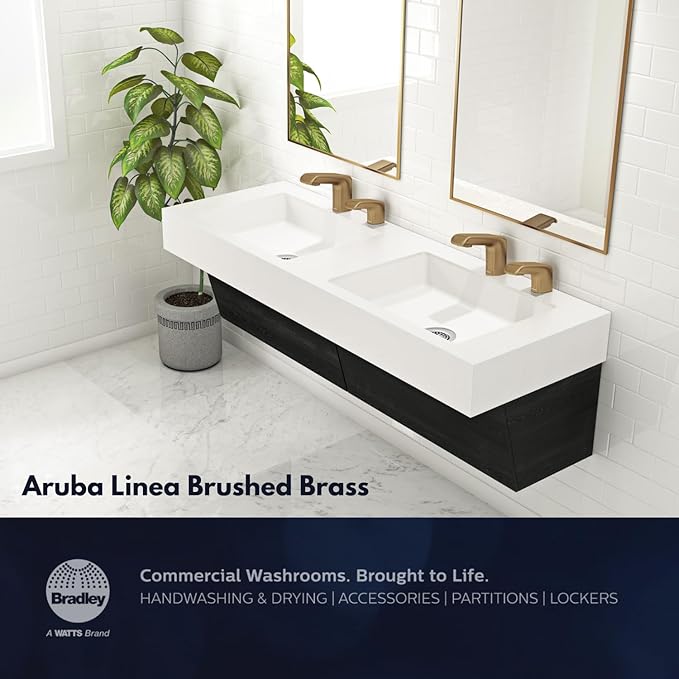 Bradley Linea Liquid Soap Dispenser, Sensor Activated, Ring Light Indicates Low Battery Soap or Overflow, Deck Mounted, Auto Top Fill, Brushed Stainless Steel