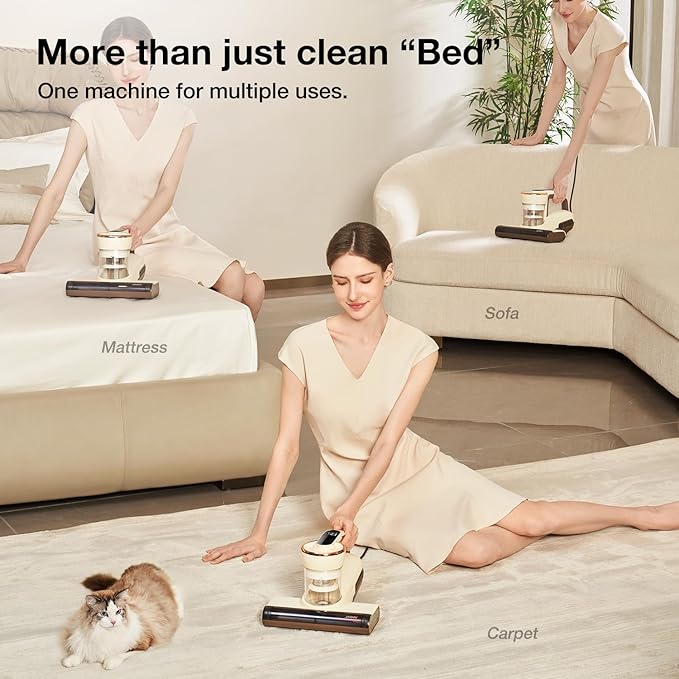 Jimmy WB63 Mattress Vacuum Cleaner – Anti-Mite & Dust Mite Removal Bed Vacuum with UV-C Light, 15KPa Strong Suction, Dual Cyclone Filtration for Mattress, Sofa & Upholstery