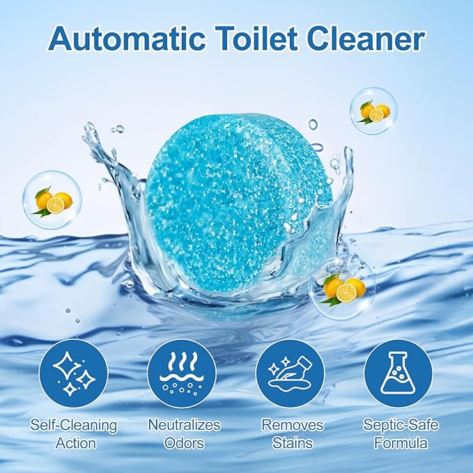 Toilet Bowl Cleaner Tablets Blue Toilet Tank Cleaners, Septic-Safe Hard Water Stain Remove, Odor Remover Bathroom& Effervescent Stain， Automatic Toilet Cleaning & Deodorizer，50 Count Automatic—good50
