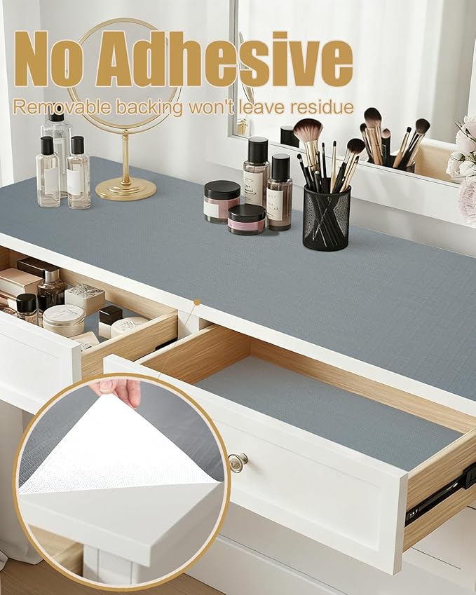 Shelf Liners for Kitchen Cabinets Non-Adhesive, Non-Slip Thickened Shelf Paper Waterproof Washable for Drawer Dresser Pantry Shelve Bathroom Protector Liner