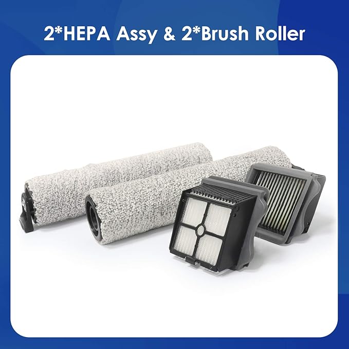 Tineco Replacement 2 HEPA Assembly & 2 Brush Roller Set, Only for iFLOOR 3 Series, Floor ONE S3 Series Cordless Wet Dry Vacuum Cleaner (Not Compatible with Any Other Model)