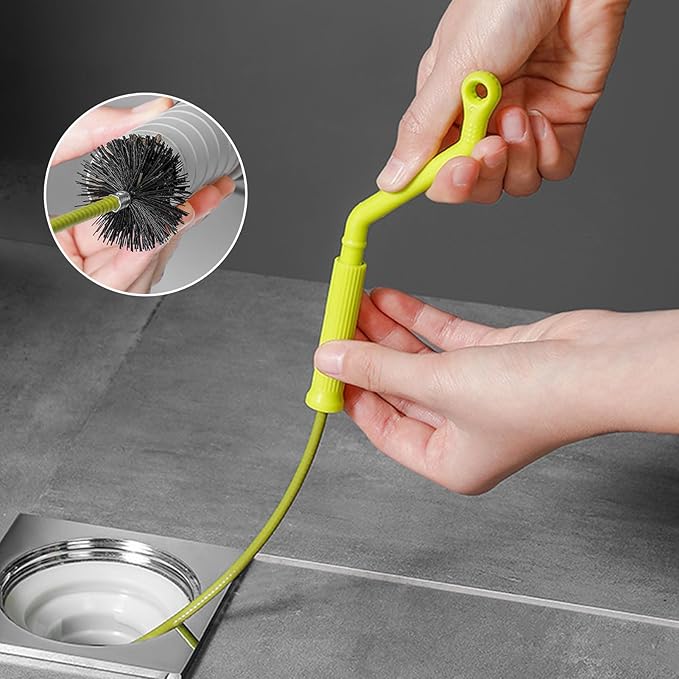 Snake Drain Tool Flexible, Portable Bendable Cleaning Brush, Bathtub Cleaner Hair Clog Remover, Sturdy Drain Tool Bathroom Toilet TUB Kitchen, Pipe Cleaning Gadget With Ergonomic Handle