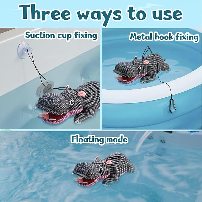 Hippo Hot Tub Scum Absorber Reusable Washable Scum Absorber for Spa Hot Tub Accessories Pool Oil Absorbing Sponge (1 Pack, Hippo)