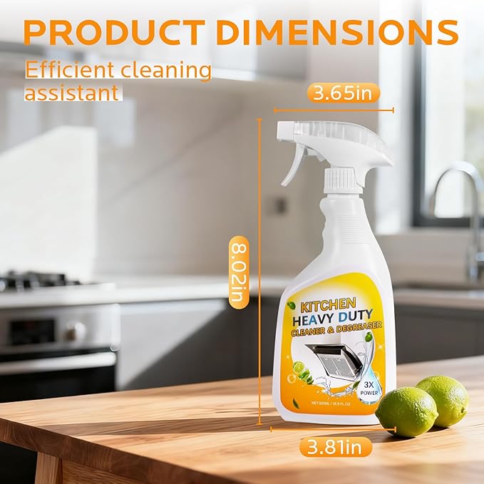 Kitchen Cleaner Spray for Oven Cleaner - clean up kitchen oil stains Degreaser for Range Hoods, Cooktop Cookware & Appliances - Rich Foam & Deep Cleaning for Heavy Duty