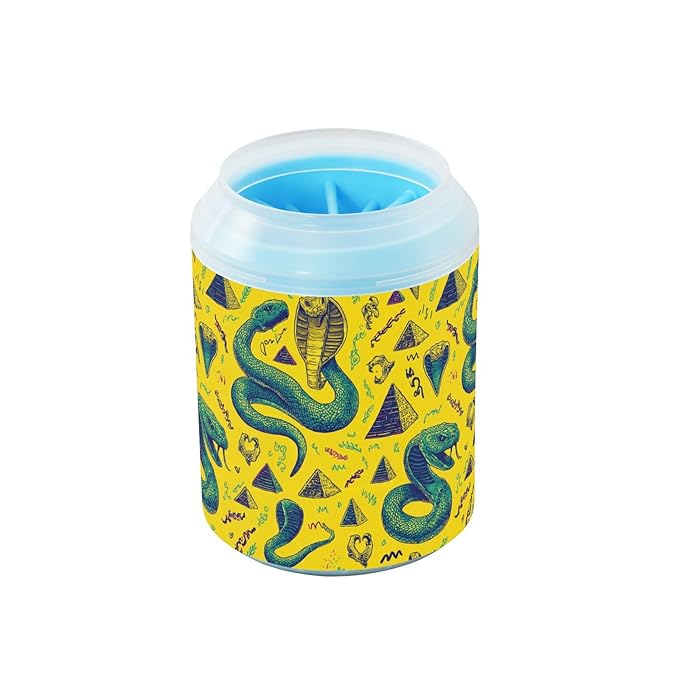 Dog Paw Cleaner Cups for Dogs Pet Foot Washer Paw Scrubber for Medium Small Large Dogs Cats Cleaning Cup Yellow Snakes Pyramids Egyptian