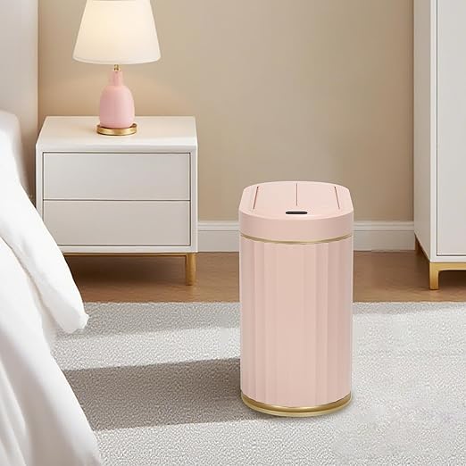 Bathroom Trash Can with Lid Butterfly 2 Gallon Sensor Trash can, Dorm Decor Waterproof Garbage Can, Automatic Slim Trash Bin, Under-Counter Wastebasket for Kitchen, Bedroom, Living Room, Pink