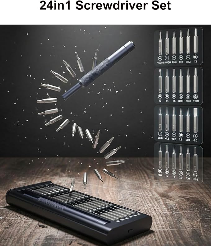 24-in-1 Precision Screwdriver Set, Upgraded S2 Steel Magnetic Mini Repair Tool Kit for Electronics, iPhone, Laptop, Computer, Watch, Eyeglasses, and Camera