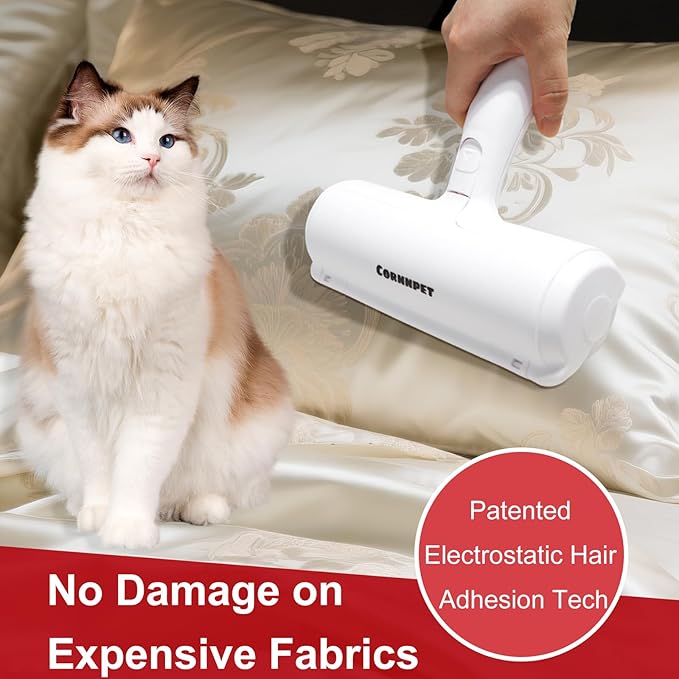 Roller Pet Hair Removal Tool – Reusable Lint Roller for Dogs & Cats – Self-Cleaning Fur Remover Brush - Portable, Multi-Surface Fur Removal Tool - Glove Brush and Pet Hair Extra Sticky Roller
