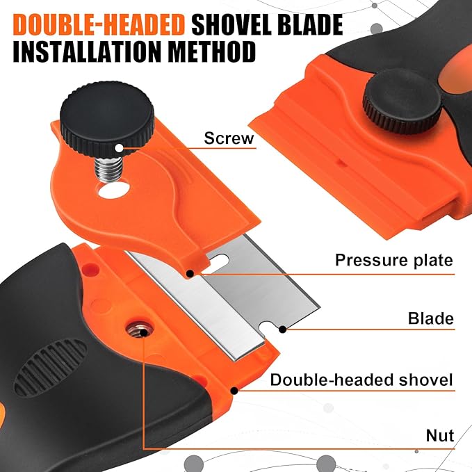 7 Pack Razor Blade Scraper Tool, Razor Scraper, Paint Scraper for Cleaning, With Extra 40Pcs Blade Scraper, For Cooktop, Wall, Floor, Glass Cleaning Scraper