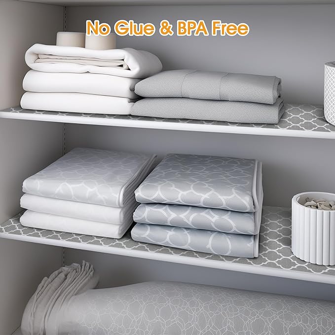Shelf and Drawer Liner for Kitchen Cabinets Non-Adhesive, Strong Grip Non-Slip Thickened Cabinet Liners for Shelves, Waterproof Mats for Dresser Cupboard, Gray, 17 in x 20 Feet