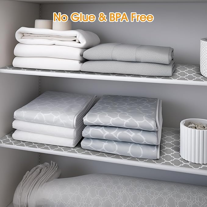 Shelf and Drawer Liner for Kitchen Cabinets Non-Adhesive, Strong Grip Non-Slip Thickened Cabinet Liners for Shelves, Waterproof Mats for Dresser Cupboard, Gray, 17 in x 30 Feet