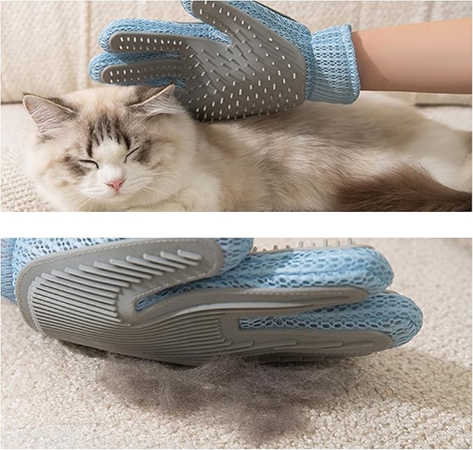 Pet Hair Remover Glove for Dogs & Cats | Upgraded Reusable 5-Finger | Gentle Deshedding Grooming Brush | Pet Hair Removal Tool for Furniture, Couch, Carpet, Car Seats | Sky Blue, 1 Count