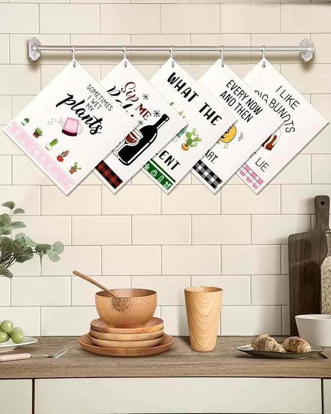 Swedish Dishcloths for Kitchen - 5 Pack Reusable Dish Cloths for Washing Dishes Absorbent Cute Funny Kitchen Towels Cleaning Sponge, Funny Kitchen