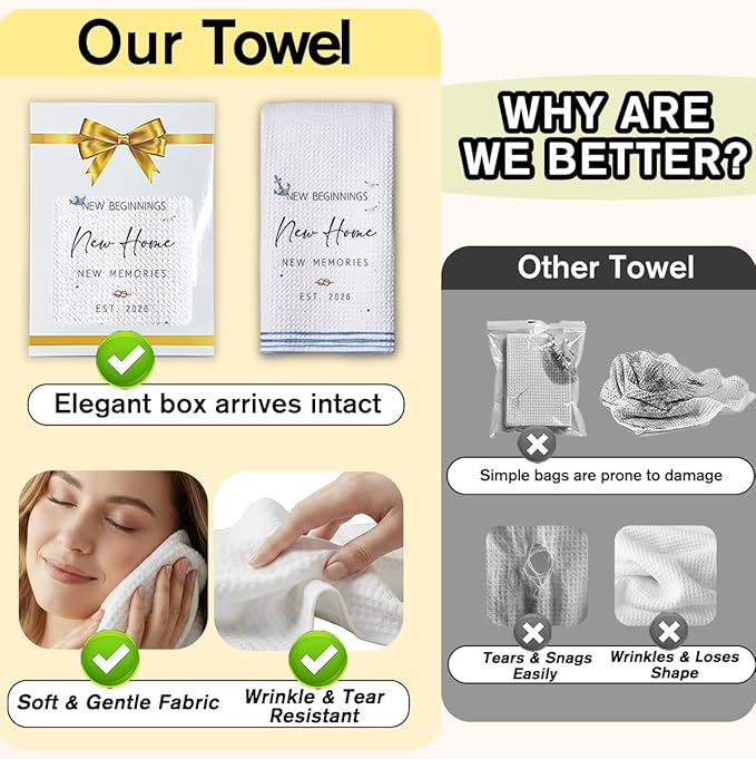 New Home Gift Coastal Kitchen Towels with Saying, Beach Themed Decorative Hand Towel, Housewarming Gift Ideas for New Homeowners, Cute Funny Hand Towels Bathroom Kitchen 16x24 Inch-b07