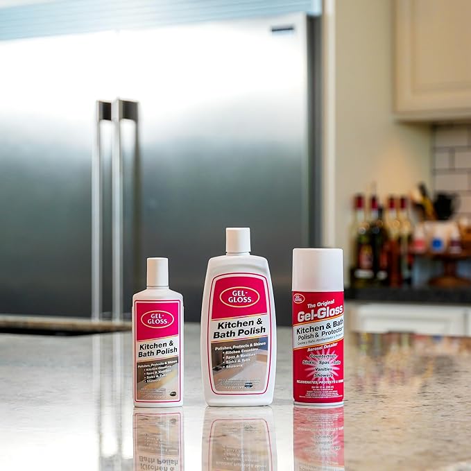 Gel-Gloss Home Kitchen & Bath Polish | Carnauba Cleaner Wax Formulation | Removes Water Spots, Light Scratches & Stains | Restores Color & Shine | Carnauba Wax Protective Coating, 16 oz.