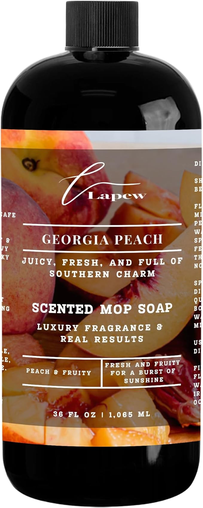 Luxury Floor Cleaner, Scented Mop Soap Concentrate | Hard Floor Cleaner for Tile, Vinyl, Laminate, LVP & Sealed Hardwood | Low-Foam, Streak-Free | 36 oz | Georgia Peach
