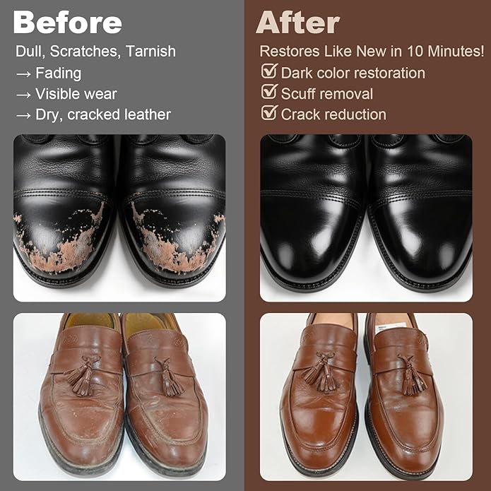 15Pcs Shoe Care Kit with Men & Women, Shoe Polish Brush Black Brown Neutral Oil Gentle Care for Shoes, Leather Boots Care, Shoe Cleaning Kit for Shine