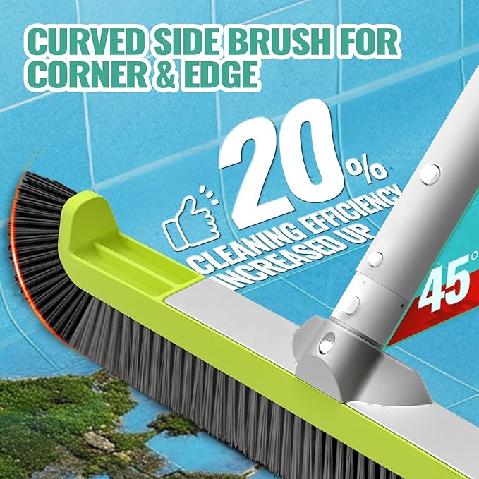 18" Pool Brush Head for Cleaning Swimming Pool Walls, Curved Ends High-Efficiency Scrub Brush for Tile, Flooring and Vinyl Pools, Fiberglass, Fits Φ1.25” Poles (Green & Black & Dark Gray)