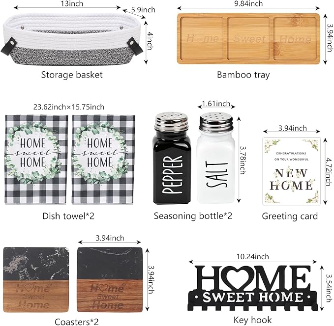 House Warming Gifts New Home, 10 Pcs Housewarming Gift Ideas, New House Gift Basket for Homeowners Couples Women, Closing Gifts for Home Buyers