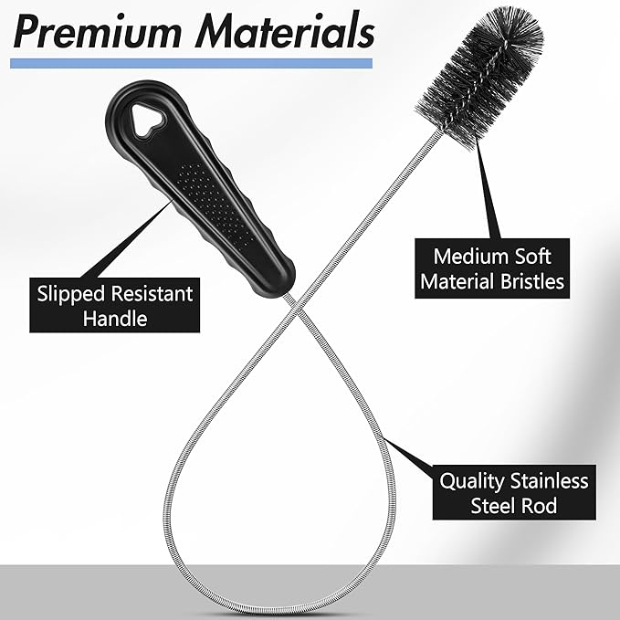 3 Pcs Condensate Trap Flexible Drain Brush, 16 Inch AC Drain Line Cleaning Brush for AC & HAVC Condensate P Trap, Black