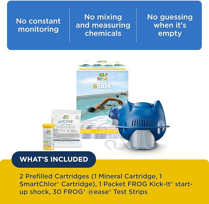 FROG @Ease Floating System for Swim Spas - Quick & Easy Self-Regulating Swim Spa Sanitizer - Swim Spa Maintenance System with Sanitizing Minerals & SmartChlor Technology