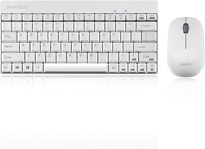 Perixx PERIDUO-712W Wireless Mini Keyboard and Mouse Set, White, US English Layout