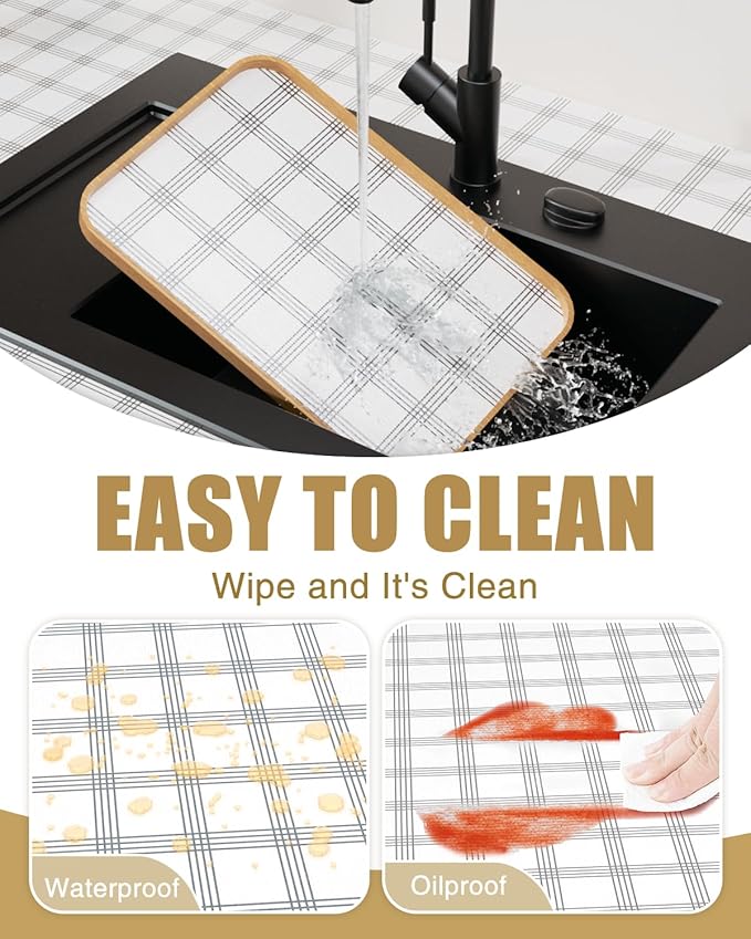 Shelf Liners for Kitchen Cabinets Non-Adhesive, Non-Slip Thickened Shelf Paper Waterproof Washable for Drawer Dresser Pantry Shelve Bathroom Protector Liner