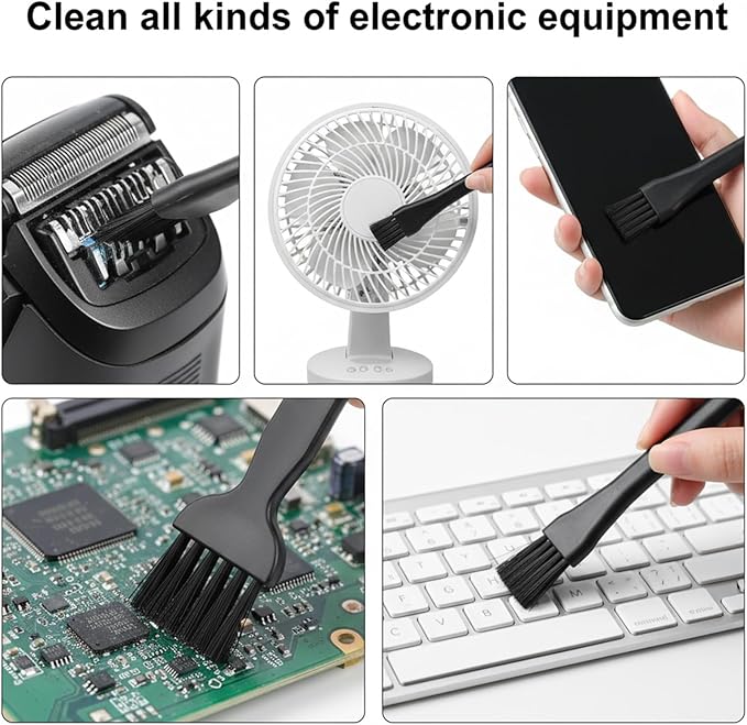 8 PCS Anti Static Brush Keyboard Brush Computer Cleaning Kit Anti Static Electronic Dust Clean Brushes for Laptop Keyboard Camera Computer (Black)