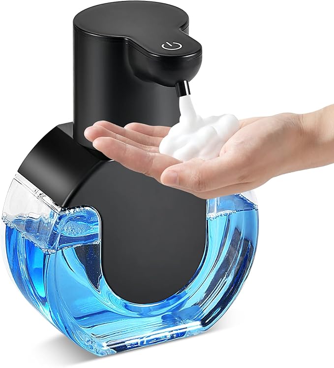 Foam soap Dispenser 15oz/420ml Foaming Hand Sanitizer Touchless Wall Mount with 4levels Adjustable Free Touch Electric Rechargeable with Sensor for bathrooms Kitchens Offices
