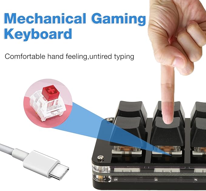 GOWENIC 6 Key Mini Gaming Keyboard, Programmable OSU Keypad with Control Knob, USB Gaming Keypad for PC Computer Games Office Work