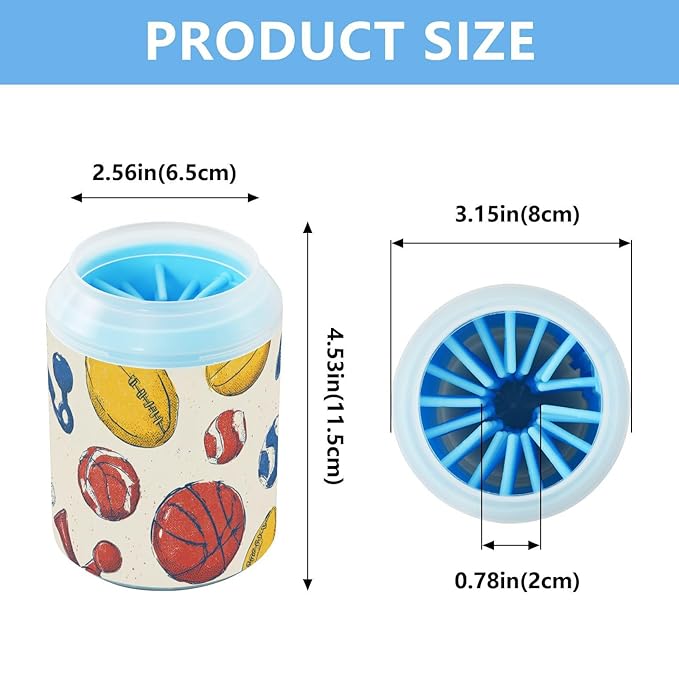 Dog Paw Cleaner Cups for Dogs Pet Foot Washer Paw Scrubber for Small Medium Large Dogs Cats Cleaning Cup Multicolor Sports Balls
