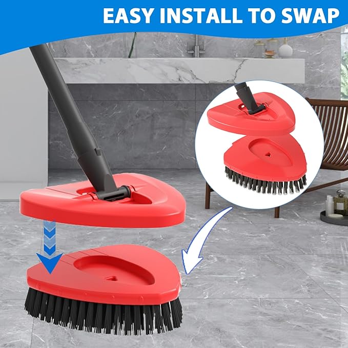 2 Pack Upgraded Spin Mop Replacement Scrub Brush Heads Compatible with Ocedar EasyWring 1 Tank,Full Bristle Scrubber Replace Great for Kitchen, Bathroom, Pools,Deck Hard Floor Cleaning